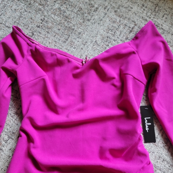 NWT Lulus Baby‎ Be Mine Magenta Off-the-Shoulder Bodycon Mini Dress Size Medium - Picture 5 of 13